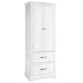 Meuble de Rangement de Salle de Bain Autoportant Blanc 2 Tiroirs de 157 cm de Haut