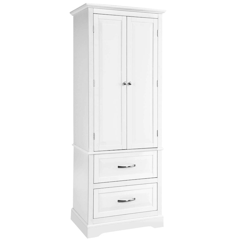 Meuble de Rangement de Salle de Bain Autoportant Blanc 2 Tiroirs de 157 cm de Haut