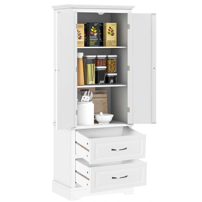 Meuble de Rangement de Salle de Bain Autoportant Blanc 2 Tiroirs de 157 cm de Haut