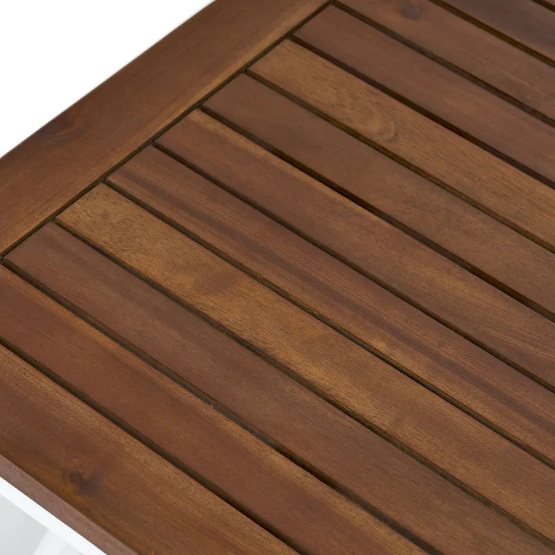 Bout de canapé carré en bois d'acacia de style « ferme » à cadre en X et finition bicolore