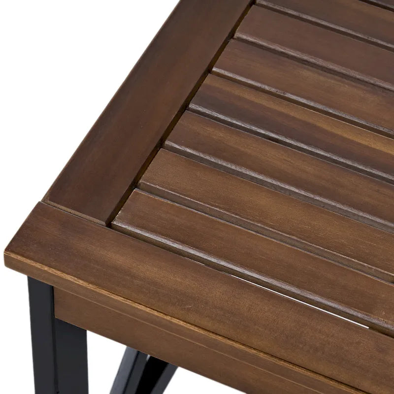 Bout de canapé carré en bois d'acacia de style « ferme » à cadre en X et finition bicolore