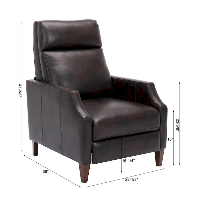 Fauteuil inclinable mi-siècle en similicuir à dossier poussoir avec pieds fuselés en bois