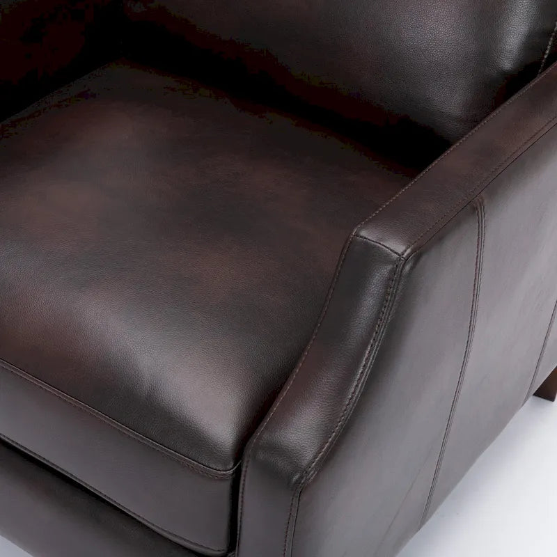 Fauteuil inclinable mi-siècle en similicuir à dossier poussoir avec pieds fuselés en bois