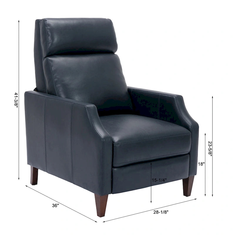 Fauteuil inclinable mi-siècle en similicuir à dossier poussoir avec pieds fuselés en bois