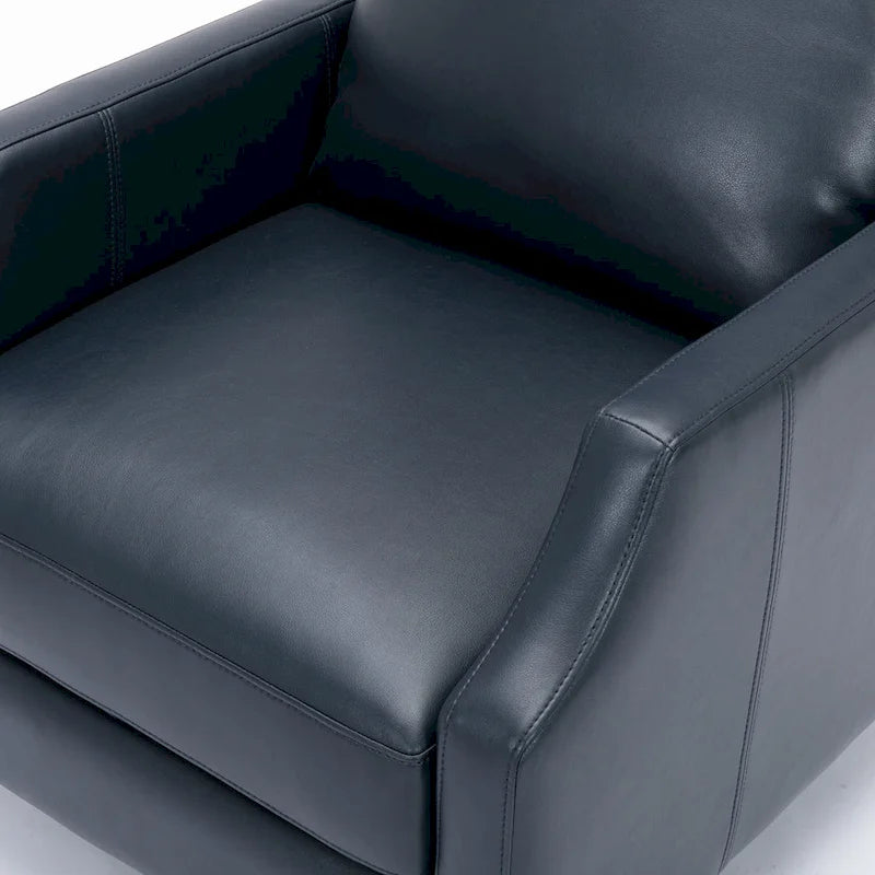 Fauteuil inclinable mi-siècle en similicuir à dossier poussoir avec pieds fuselés en bois