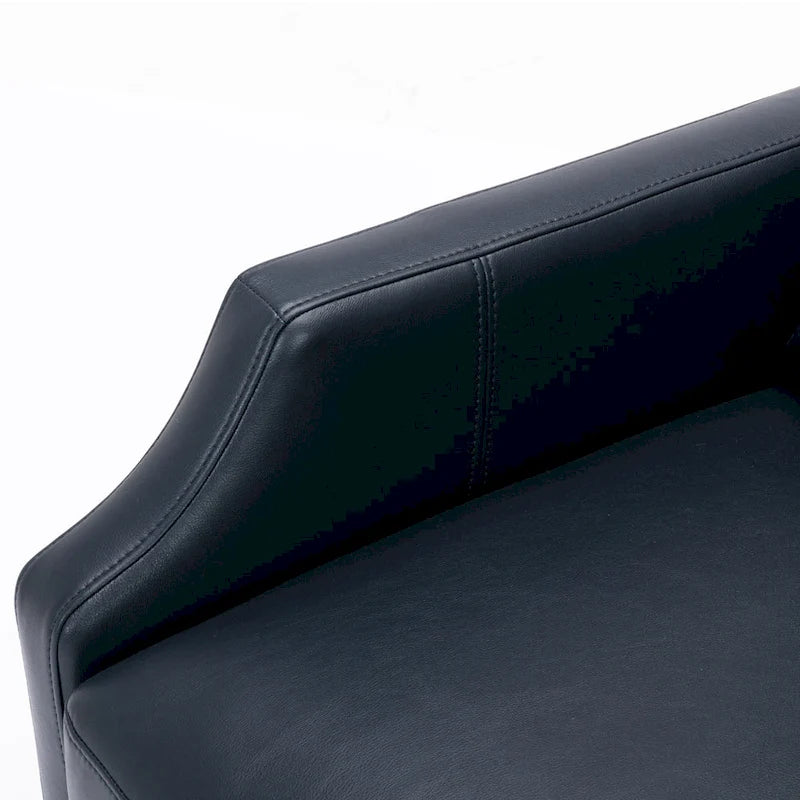 Fauteuil inclinable mi-siècle en similicuir à dossier poussoir avec pieds fuselés en bois
