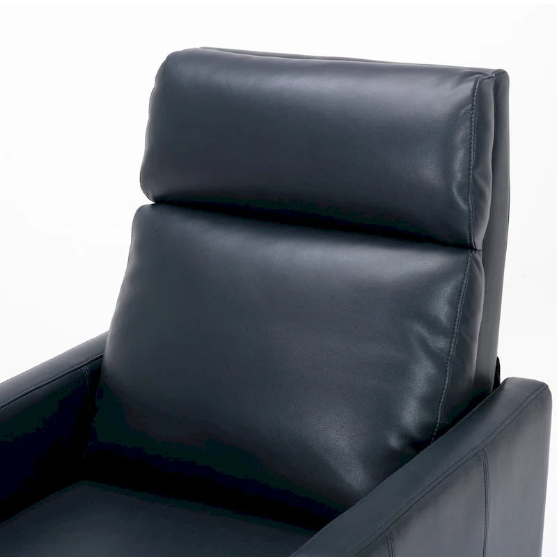 Fauteuil inclinable mi-siècle en similicuir à dossier poussoir avec pieds fuselés en bois