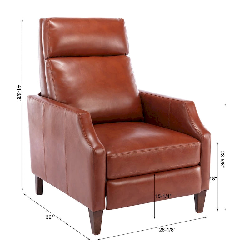 Fauteuil inclinable mi-siècle en similicuir à dossier poussoir avec pieds fuselés en bois