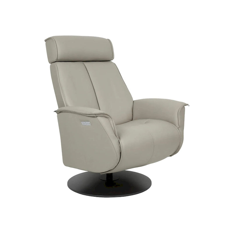 Fauteuil inclinable pivotant en cuir pleine fleur, base anthracite ardoise