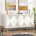 Meuble de Rangement Buffet 55 Pouces 4 Portes Motifs Losanges Pieds Dorés