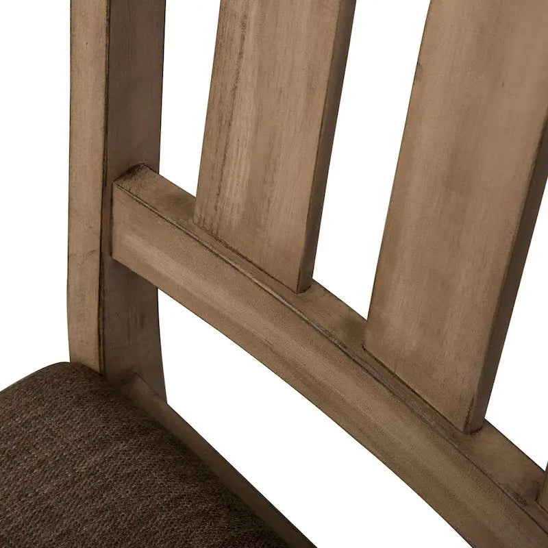 Chaise de salle à manger à lattes, dossier à lattes, assise rembourrée, bois d'hévéa, grès, lot de 2