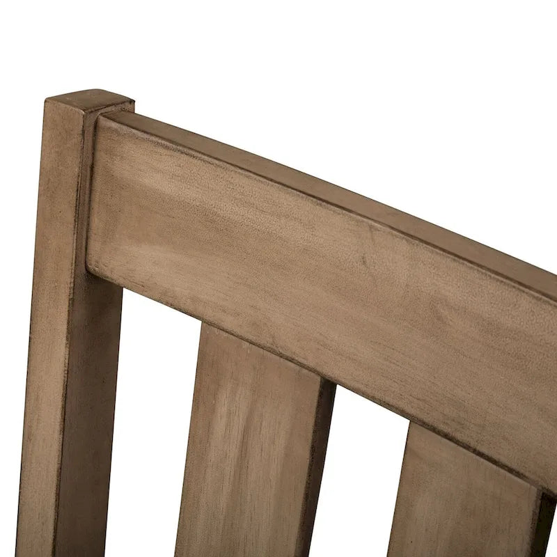 Chaise de salle à manger à lattes, dossier à lattes, assise rembourrée, bois d'hévéa, grès, lot de 2