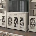 Meuble TV de ferme 165 cm Chêne blanc lin Vitrine Tiroirs