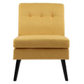 Fauteuil d'appoint capitonné moderne du milieu du siècle, tissu en lin, pieds en bois noir, sans accoudoirs