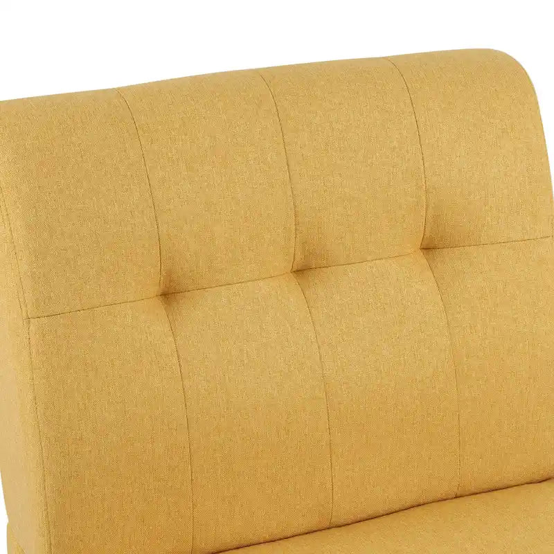 Fauteuil d'appoint capitonné moderne du milieu du siècle, tissu en lin, pieds en bois noir, sans accoudoirs