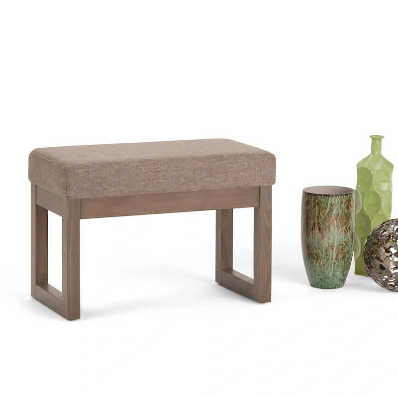 Banc Ottoman Rectangulaire en Similicuir de 66 cm avec Cadre en Bois Massif