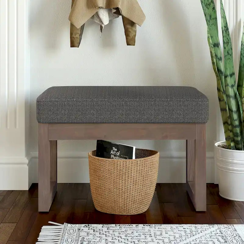 Banc Ottoman Rectangulaire en Similicuir de 66 cm avec Cadre en Bois Massif