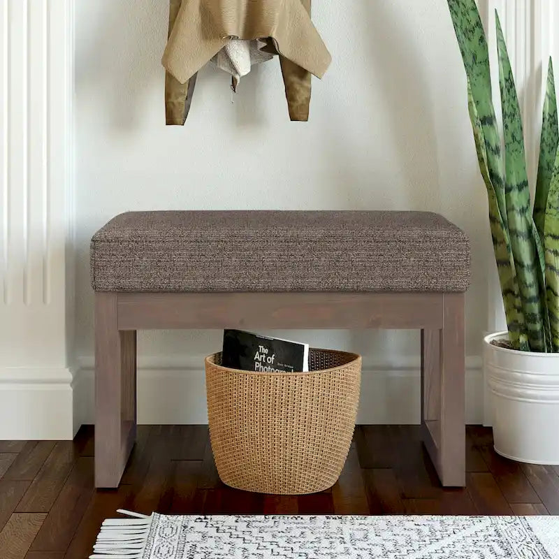 Banc Ottoman Rectangulaire en Similicuir de 66 cm avec Cadre en Bois Massif
