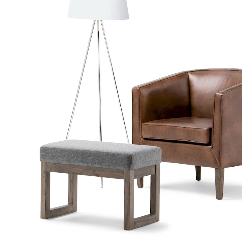 Banc Ottoman Rectangulaire en Similicuir de 66 cm avec Cadre en Bois Massif