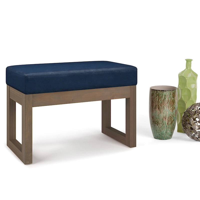Banc Ottoman Rectangulaire en Similicuir de 66 cm avec Cadre en Bois Massif