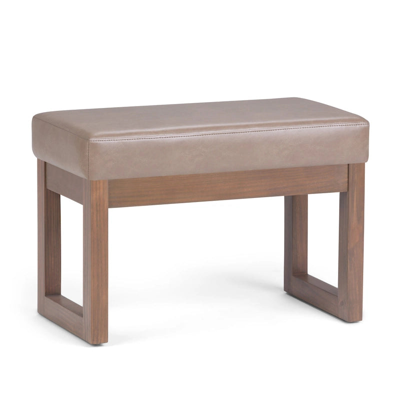 Banc Ottoman Rectangulaire en Similicuir de 66 cm avec Cadre en Bois Massif
