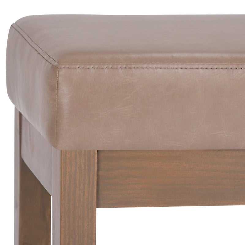 Banc Ottoman Rectangulaire en Similicuir de 66 cm avec Cadre en Bois Massif