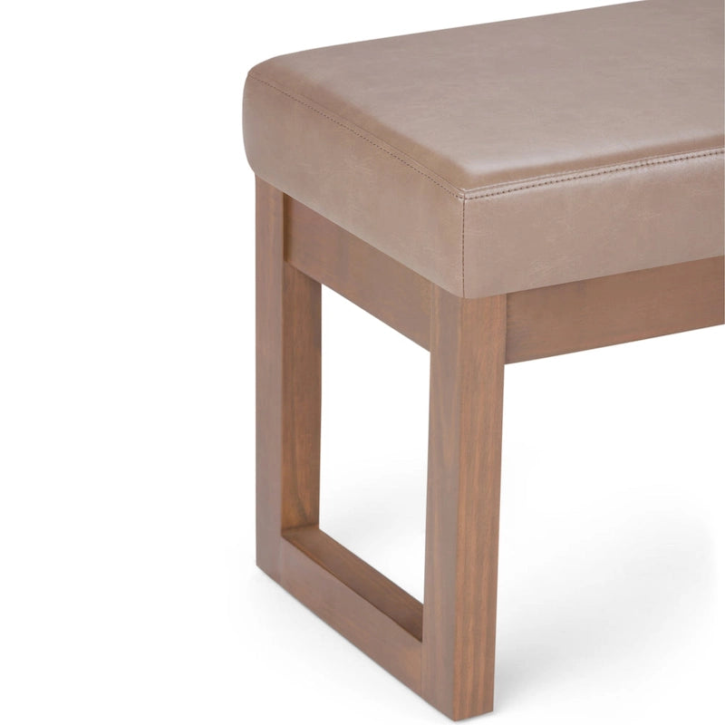 Banc Ottoman Rectangulaire en Similicuir de 66 cm avec Cadre en Bois Massif
