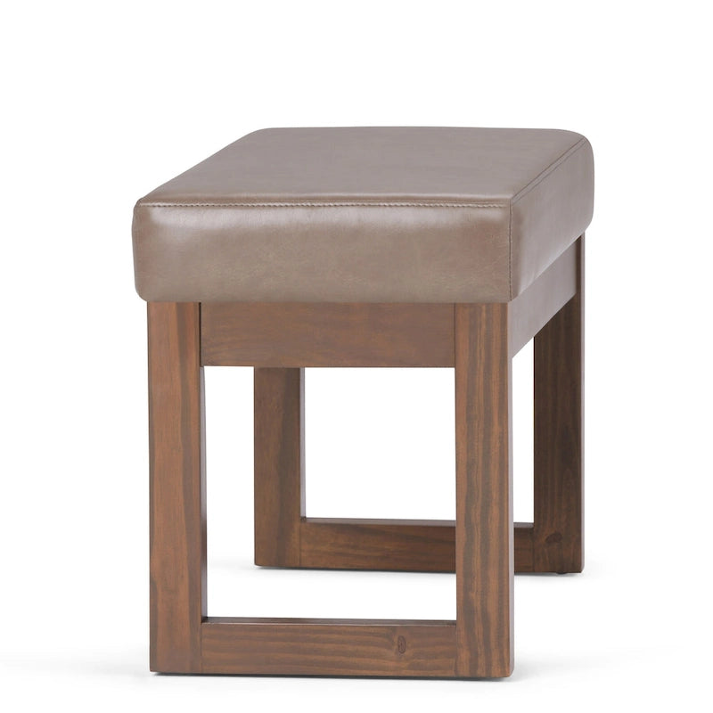 Banc Ottoman Rectangulaire en Similicuir de 66 cm avec Cadre en Bois Massif