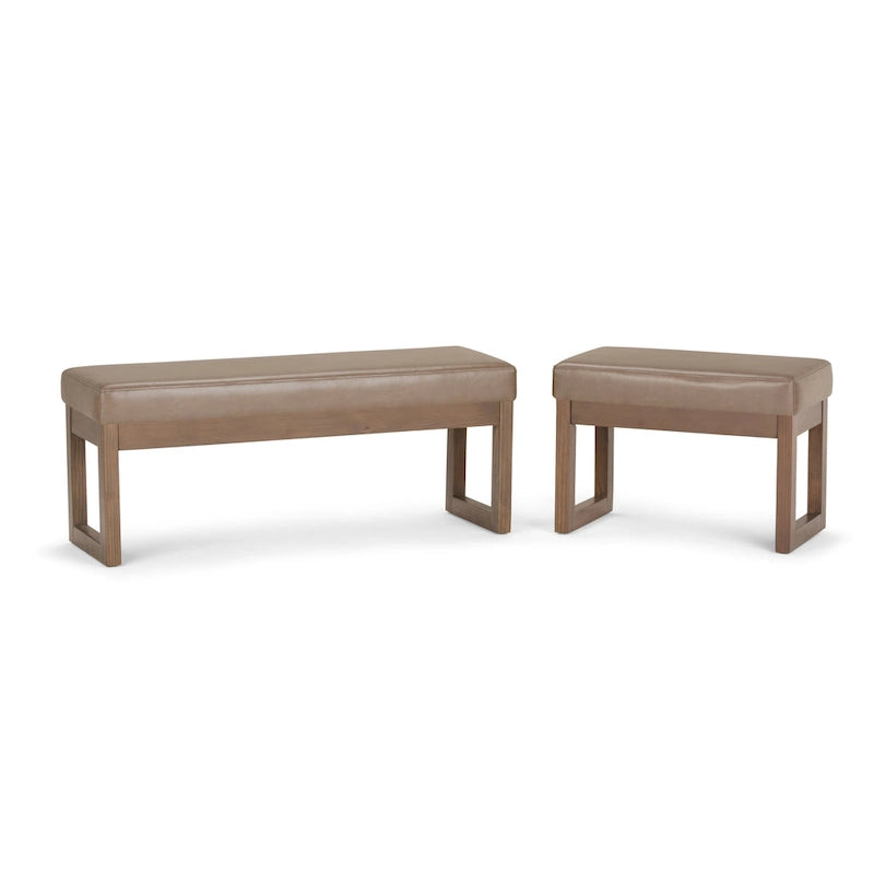 Banc Ottoman Rectangulaire en Similicuir de 66 cm avec Cadre en Bois Massif