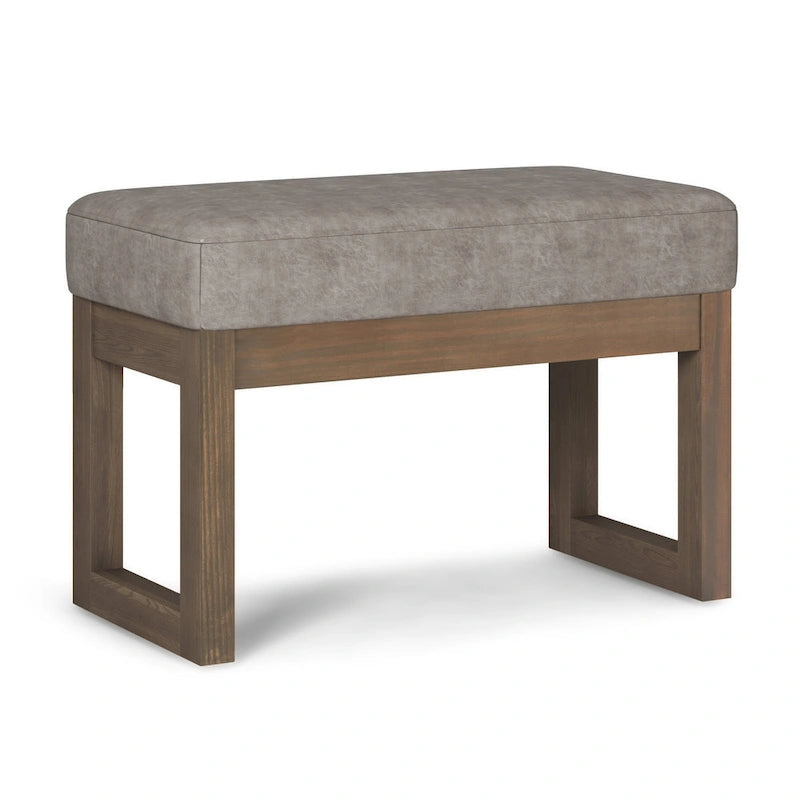 Banc Ottoman Rectangulaire en Similicuir de 66 cm avec Cadre en Bois Massif
