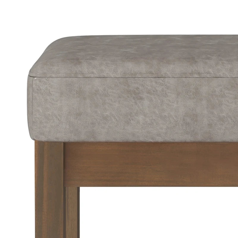 Banc Ottoman Rectangulaire en Similicuir de 66 cm avec Cadre en Bois Massif
