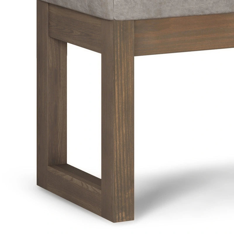 Banc Ottoman Rectangulaire en Similicuir de 66 cm avec Cadre en Bois Massif