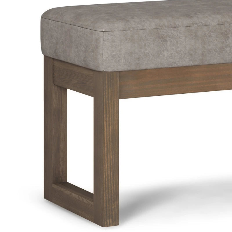 Banc Ottoman Rectangulaire en Similicuir de 66 cm avec Cadre en Bois Massif