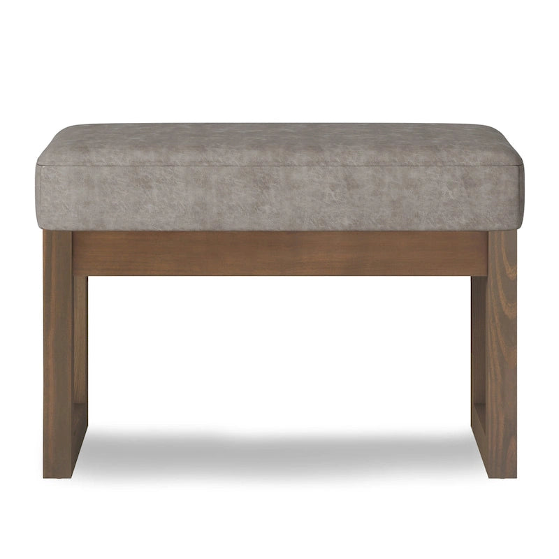 Banc Ottoman Rectangulaire en Similicuir de 66 cm avec Cadre en Bois Massif