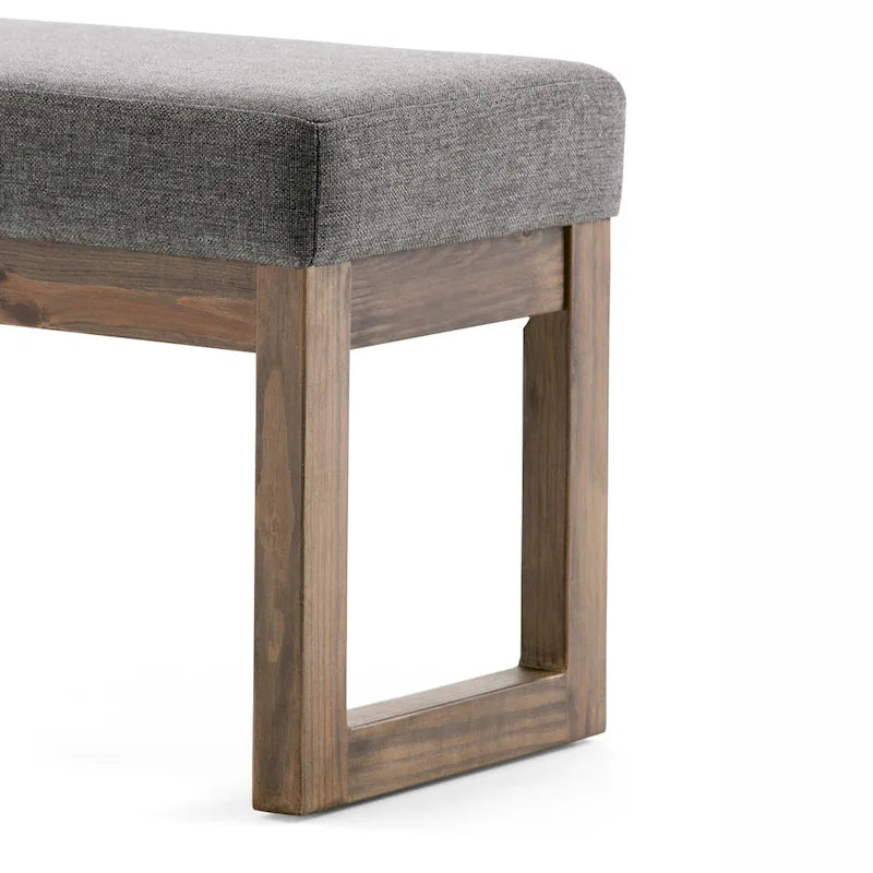 Banc Ottoman Rectangulaire en Similicuir de 66 cm avec Cadre en Bois Massif