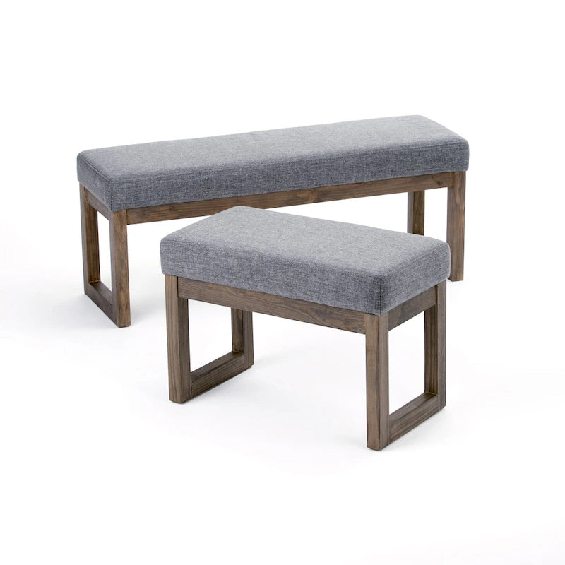 Banc Ottoman Rectangulaire en Similicuir de 66 cm avec Cadre en Bois Massif