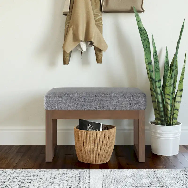 Banc Ottoman Rectangulaire en Similicuir de 66 cm avec Cadre en Bois Massif
