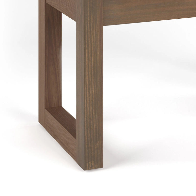 Banc Ottoman Rectangulaire en Similicuir de 66 cm avec Cadre en Bois Massif
