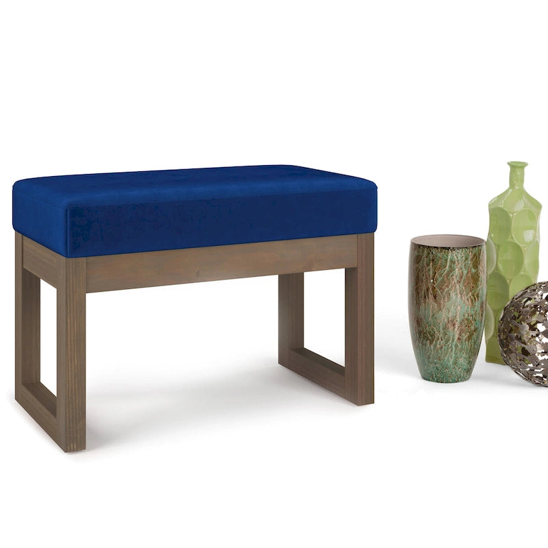Banc Ottoman Rectangulaire en Similicuir de 66 cm avec Cadre en Bois Massif