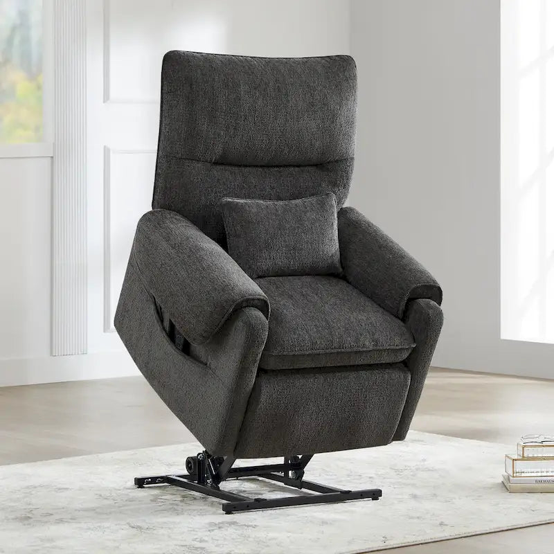 Fauteuil inclinable releveur électrique à positions infinies, chauffant et massant en chenille, pour personnes âgées