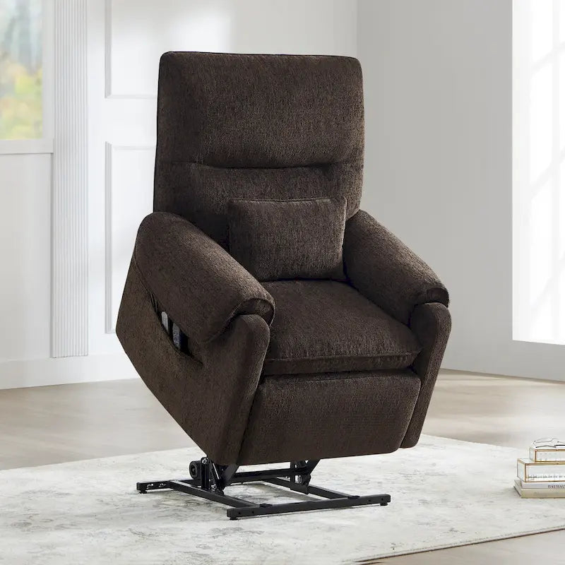 Fauteuil inclinable releveur électrique à positions infinies, chauffant et massant en chenille, pour personnes âgées