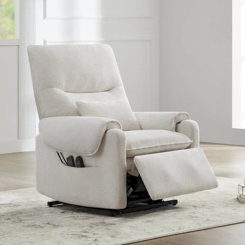 Fauteuil inclinable releveur électrique à positions infinies, chauffant et massant en chenille, pour personnes âgées