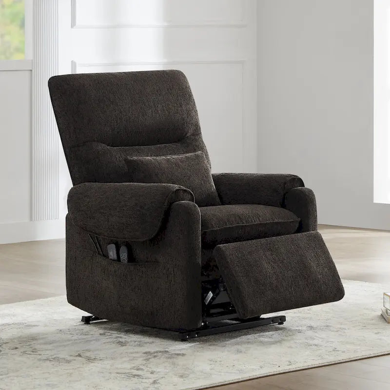 Fauteuil inclinable releveur électrique à positions infinies, chauffant et massant en chenille, pour personnes âgées