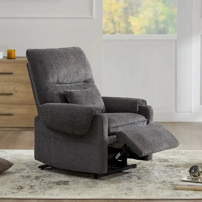 Fauteuil inclinable releveur électrique à positions infinies, chauffant et massant en chenille, pour personnes âgées