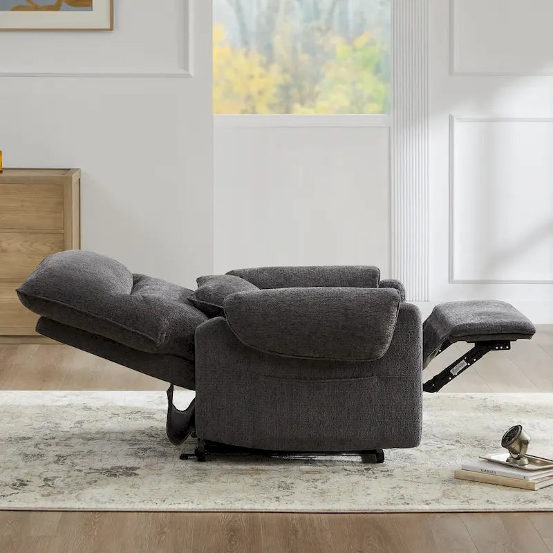Fauteuil inclinable releveur électrique à positions infinies, chauffant et massant en chenille, pour personnes âgées