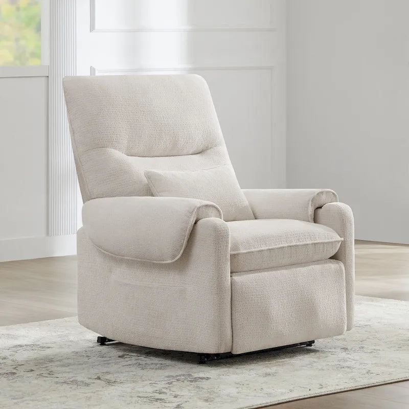 Fauteuil inclinable releveur électrique à positions infinies, chauffant et massant en chenille, pour personnes âgées