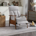 Fauteuil inclinable du milieu du siècle Repose-pieds réglable Dossier haut Cadre en bois massif Lin