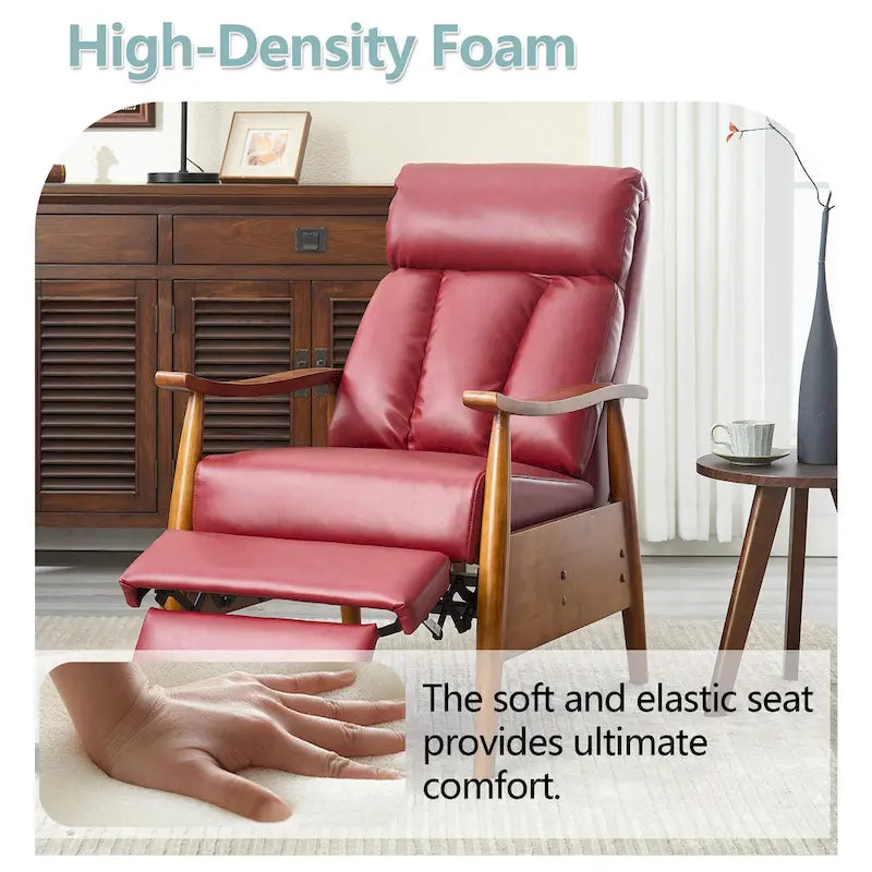 Fauteuil inclinable du milieu du siècle Repose-pieds réglable Dossier haut Cadre en bois massif Lin