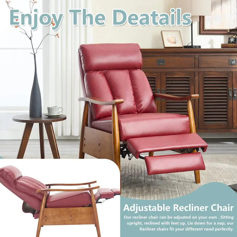 Fauteuil inclinable du milieu du siècle Repose-pieds réglable Dossier haut Cadre en bois massif Lin