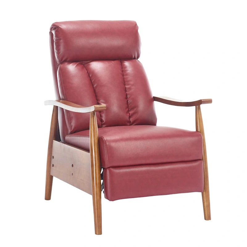 Fauteuil inclinable du milieu du siècle Repose-pieds réglable Dossier haut Cadre en bois massif Lin